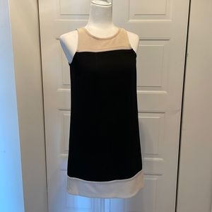 LOFT Black Cream Sleeveless Dress (Size 2)